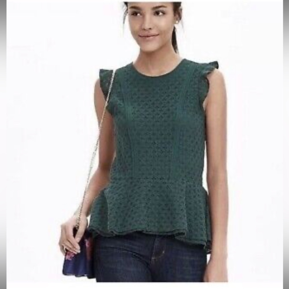 Banana Republic Green Peplum Blouse! Size Small